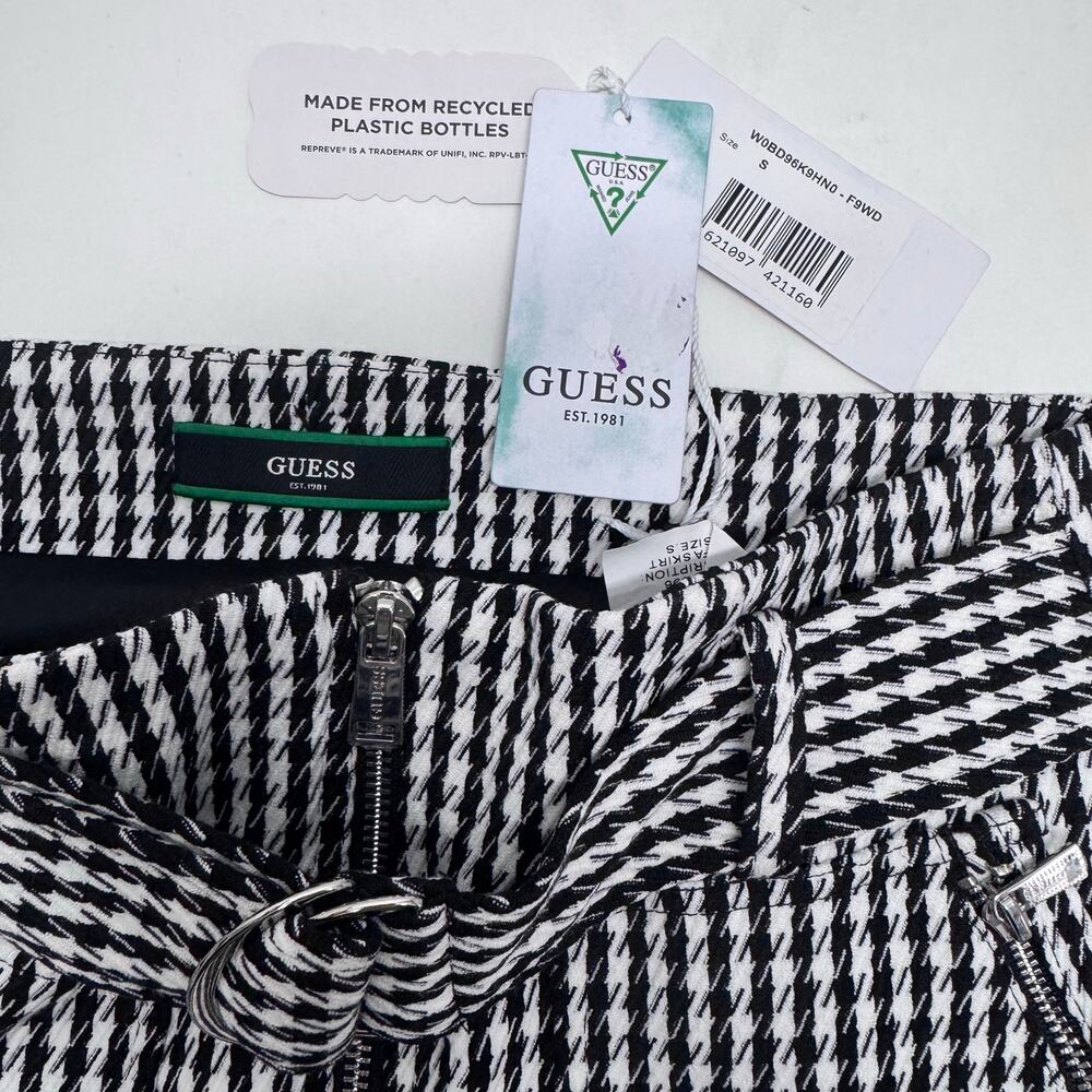 NWT Guess Black White Checked Rafa Mini Skirt Preppy Academia Old Money sz Small - Picture 8 of 10